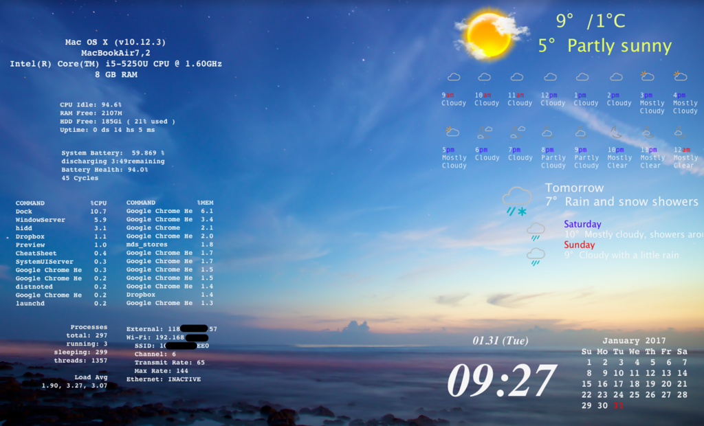 Macのデスクトップに日付や時間を表示する 超初心者向けgeektoolの